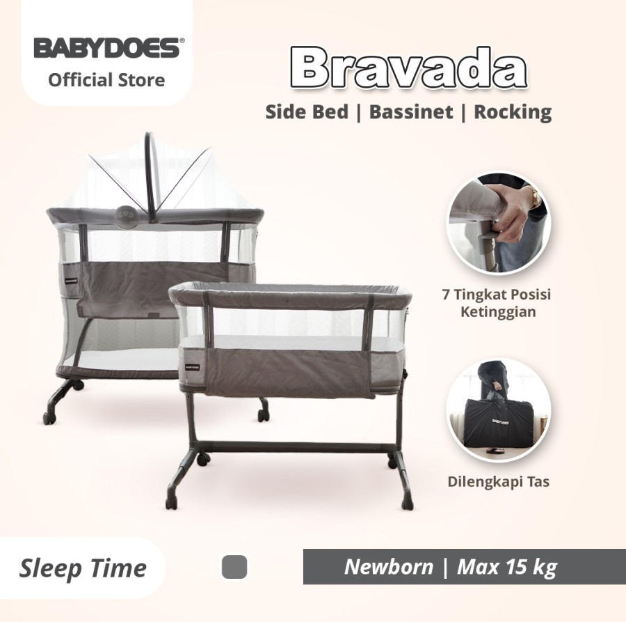 Babydoes Box CH 1693 SN Bravada Side Bed – Dark Grey