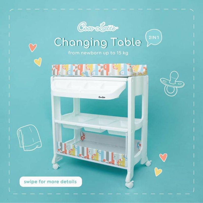 Cocolatte Baby Tafel Bath & Changing Table – Stripes Colorfull