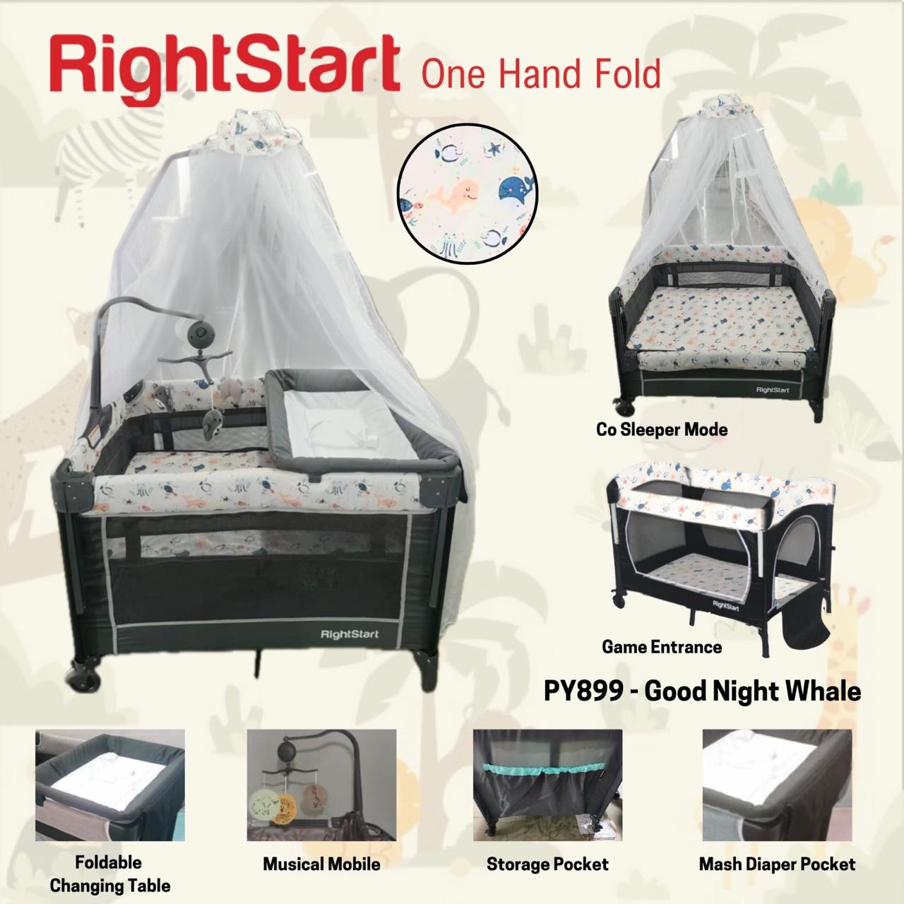 Right Start Bedside Baby Box Playard One Hand Fold PY899 – Good Night Whale
