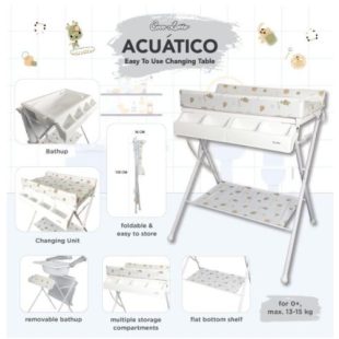 Cocolatte Acuatico Folding Baby Tafel – White Brown